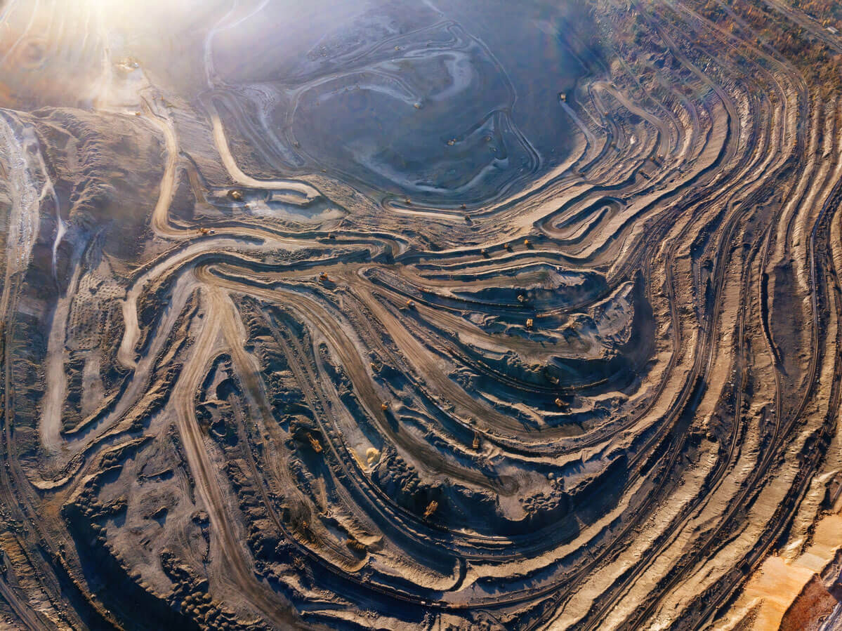 aerial view of a copper mine