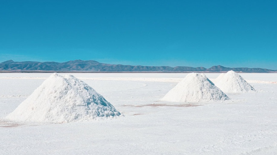 Blue sky over salt flat