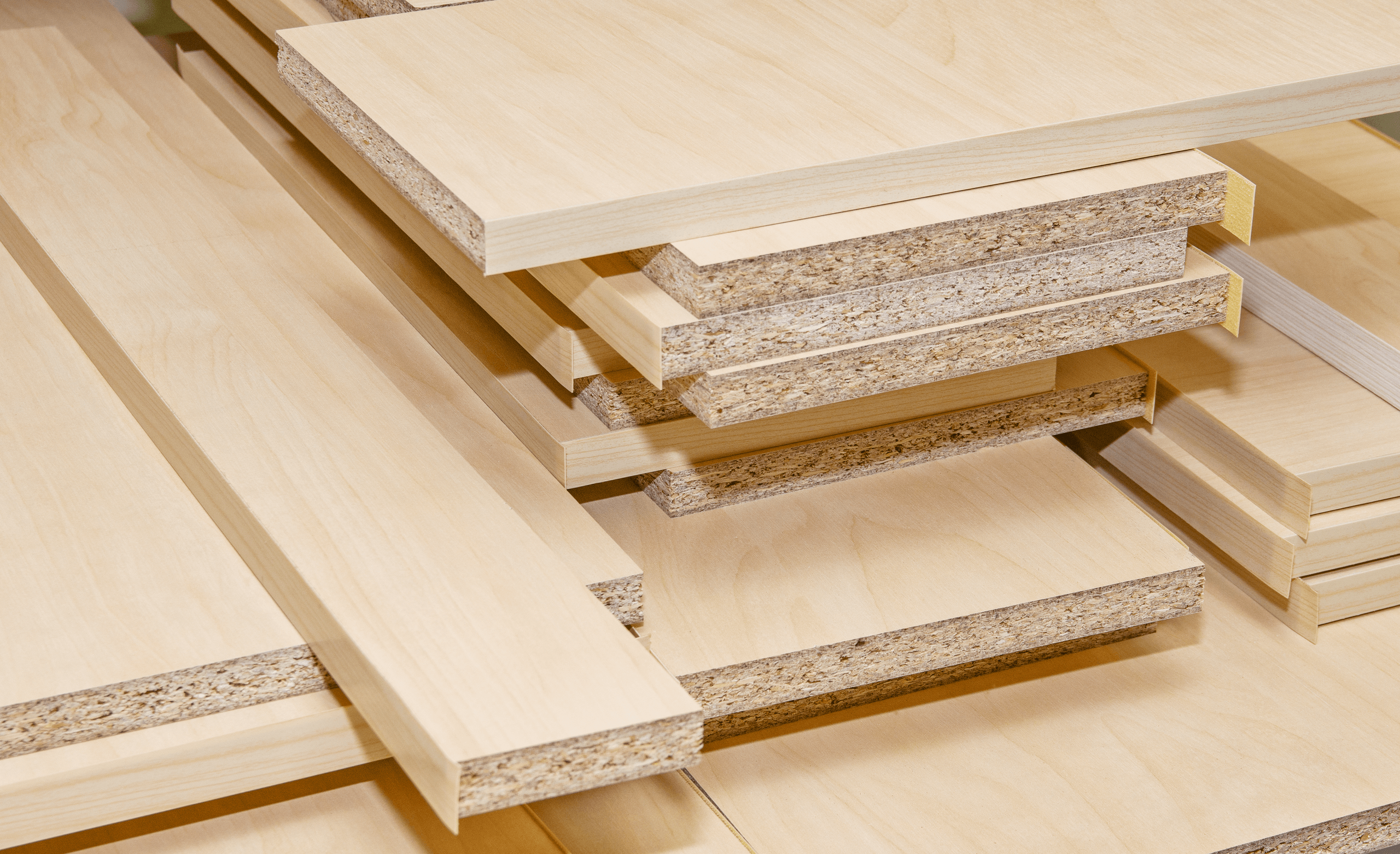 Stack of particle board